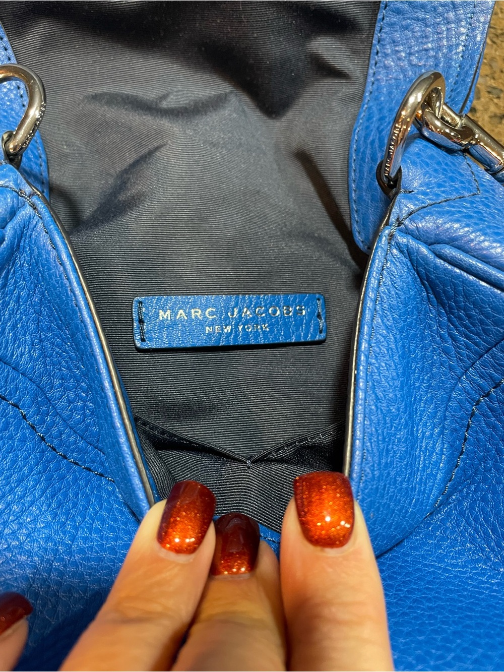 Marc Jacobs Empire City Mini Messenger Leather Crossbody Bag Cobalt Blue EUC - Picture 10 of 15